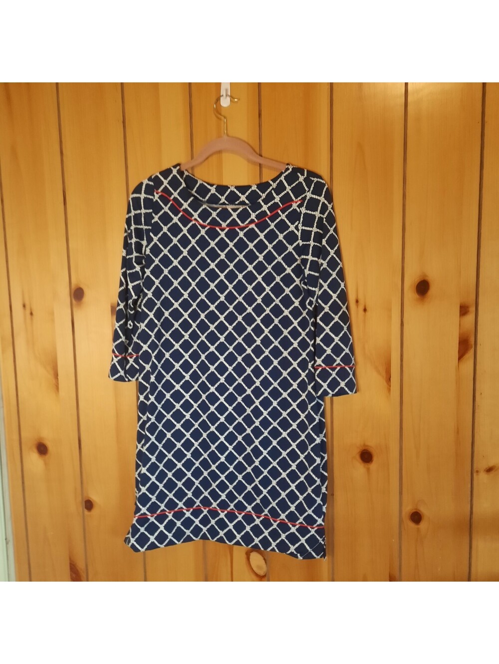Lands' End Womens Navy Blue Nautical Shift Dress Size Small Nylon Spandex - Picture 2 of 3